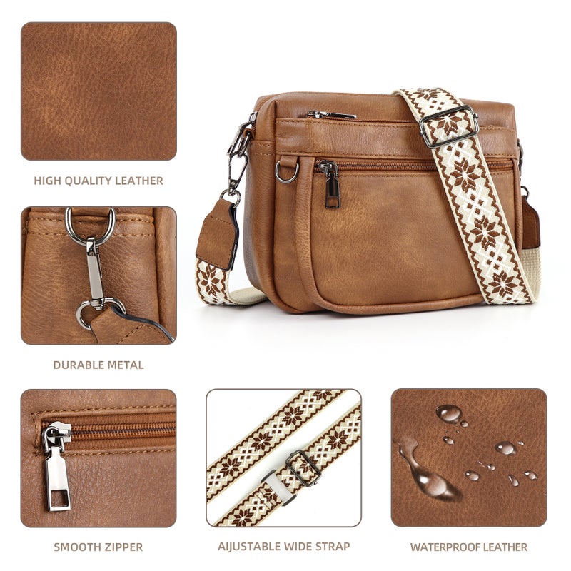 Women's PU Crossbody Bag with Color Block, Zipper and Adjustable Strap - Image 3