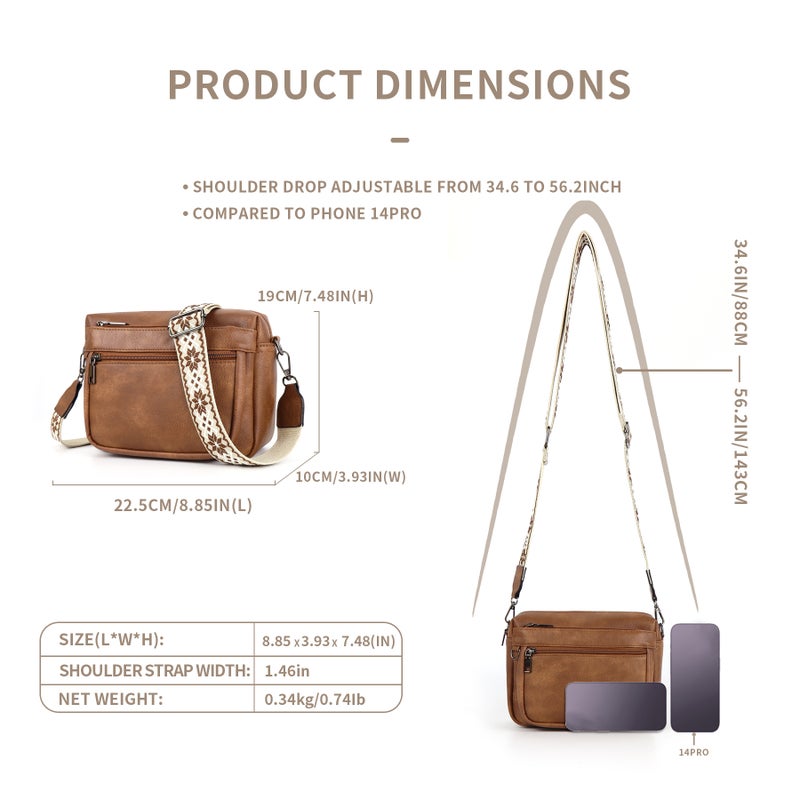Women's PU Crossbody Bag with Color Block, Zipper and Adjustable Strap - Image 4