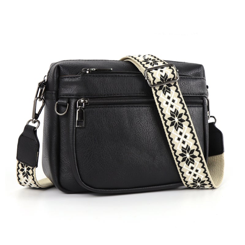 Women's PU Crossbody Bag with Color Block, Zipper and Adjustable Strap - Image 5