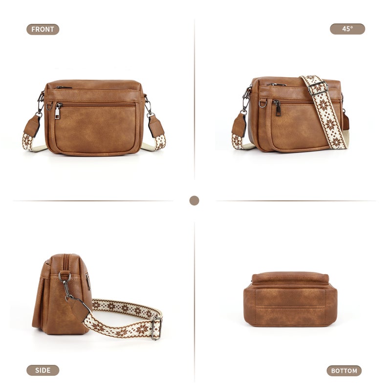 Women's PU Crossbody Bag with Color Block, Zipper and Adjustable Strap - Image 2