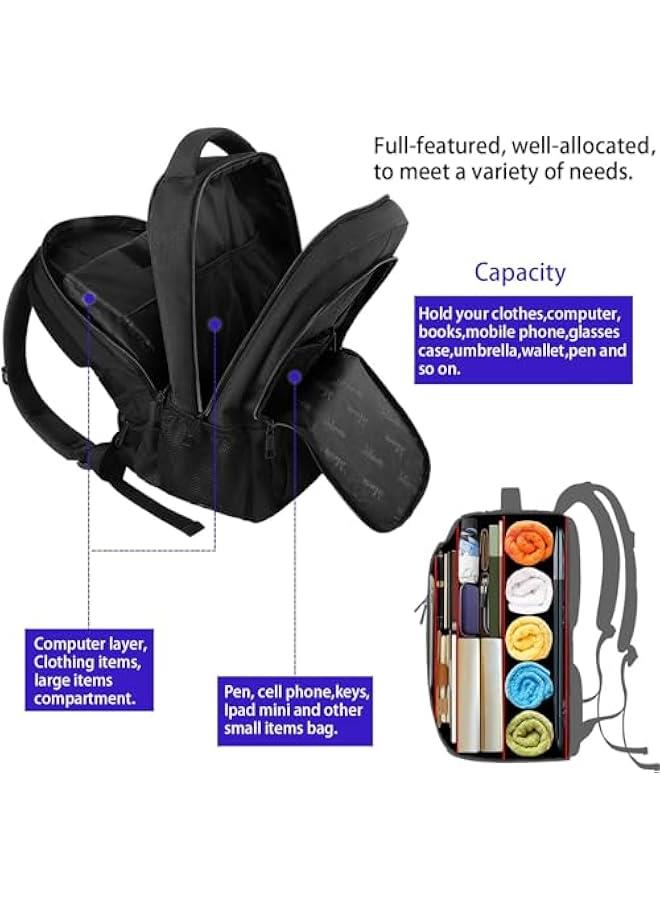 Arabest TSA Approved Extra Large 18.4 Inch Laptop Backpack with USB Port, Anti Theft Travel Bag for Men and Women, Business College Work Computer Backpack, Black - Image 4