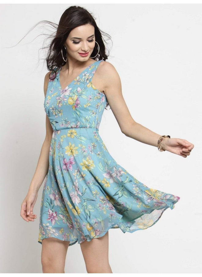 Sera - SERA Women's Knee-Length A-Line Dress (LA2710_Aqua_Medium_Blue_M) - Image 1