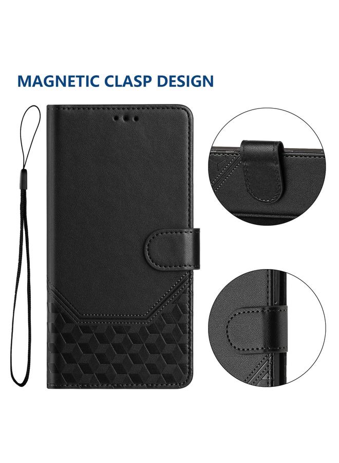 زبون جراب هاتف Doogee N55 Plus المصنوع من الجلد بنقش قرص العسل بتقنية RFID - Image 5