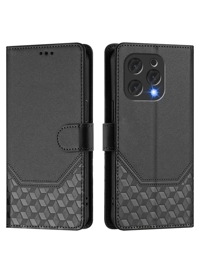 زبون جراب هاتف Doogee N55 Plus المصنوع من الجلد بنقش قرص العسل بتقنية RFID - Image 2