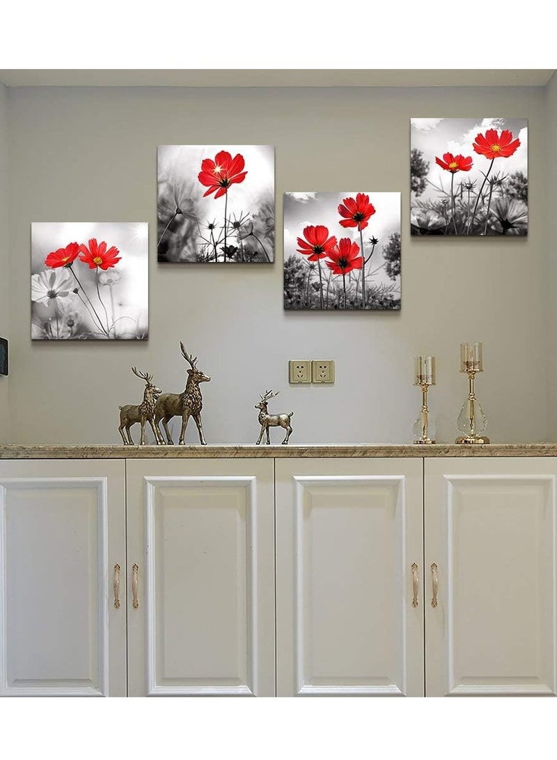 Decorior Modern art panel, 4 pieces, 60X60CM, 30mm thick, high-quality digital printing - UV layer to protect colors - decoration for rooms, offices, and gifts - easy to install - no nails required, self-adhesive - Image 2