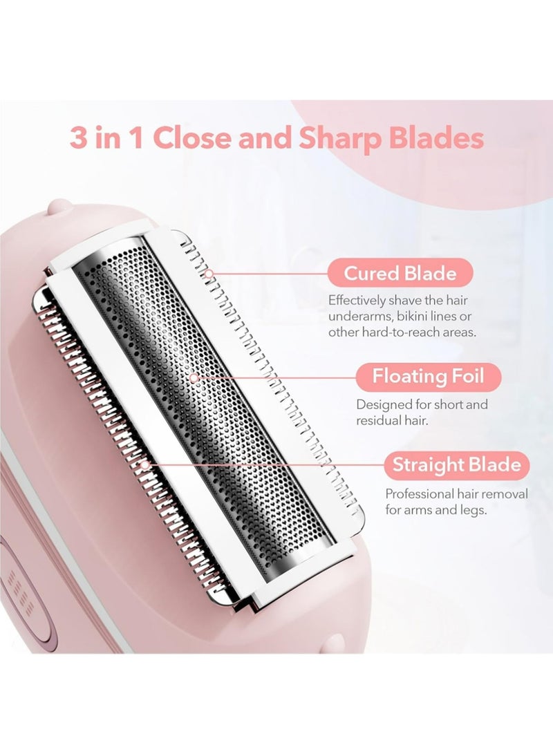 بولوز ماكينة حلاقة كهربائية للنساء، ماكينة حلاقة كهربائية قابلة لإعادة الشحن للاستخدام الرطب والجاف للنساء، ماكينة حلاقة شعر الجسم للبيكيني والإبطين والساقين والذراعين والجسم والوجه والمناطق الحساسة - Image 2