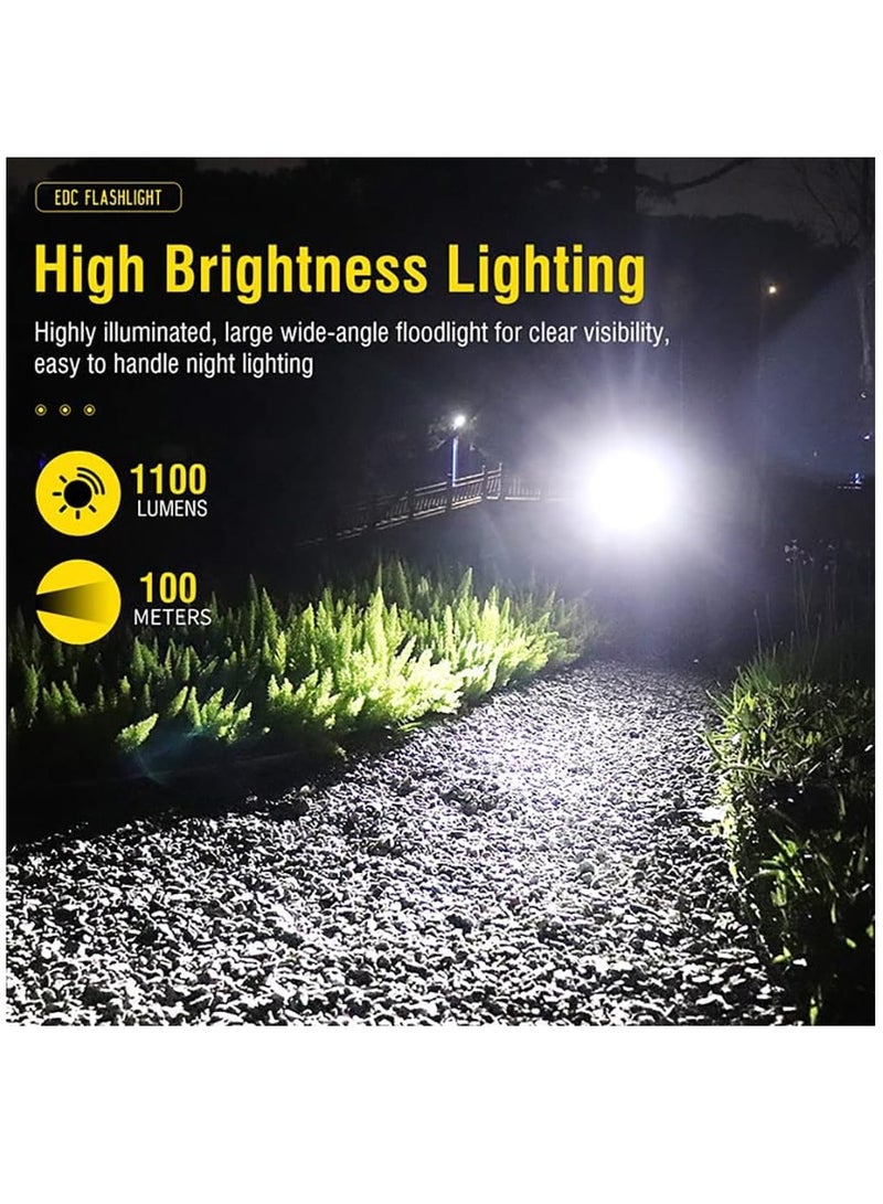 SYOSI Mini Flashlight High Lumens 1100 Lumens Small Powerful EDC Keychain Flash Light with Red UV Light, USB-C Rechargeable Pocket Flashlights with Clip,10 Modes,... - Image 2