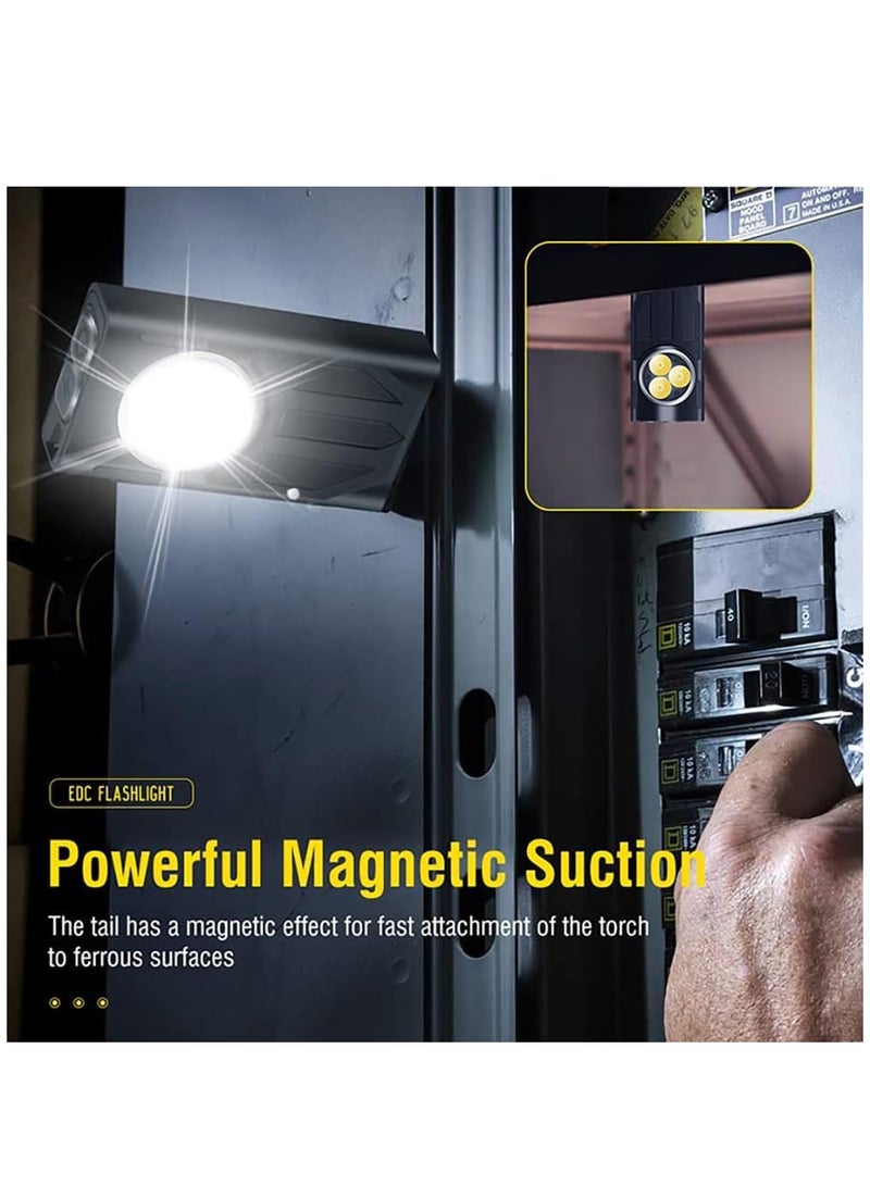 SYOSI Mini Flashlight High Lumens 1100 Lumens Small Powerful EDC Keychain Flash Light with Red UV Light, USB-C Rechargeable Pocket Flashlights with Clip,10 Modes,... - Image 5