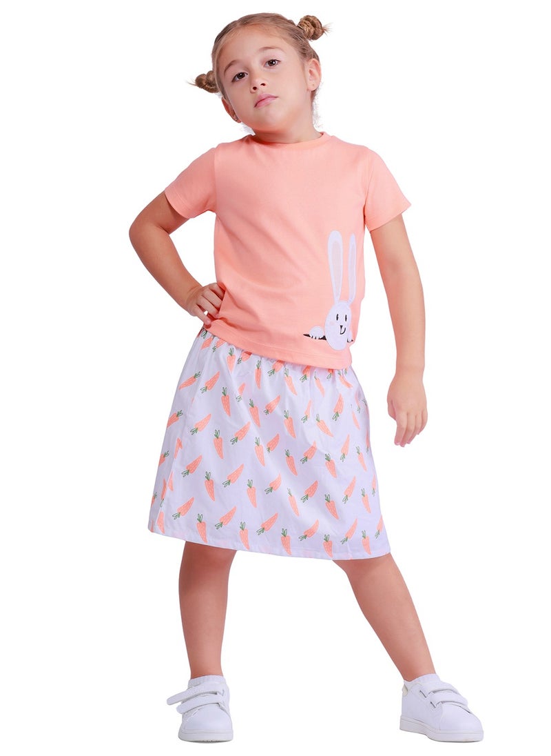 nuego Nuego Fashion Kids Girl Skirt & Top Woven Printed Set 100% Pure Cotton, Comfortable and Eco Friendly Age 2 - 7 Years  - Image 1