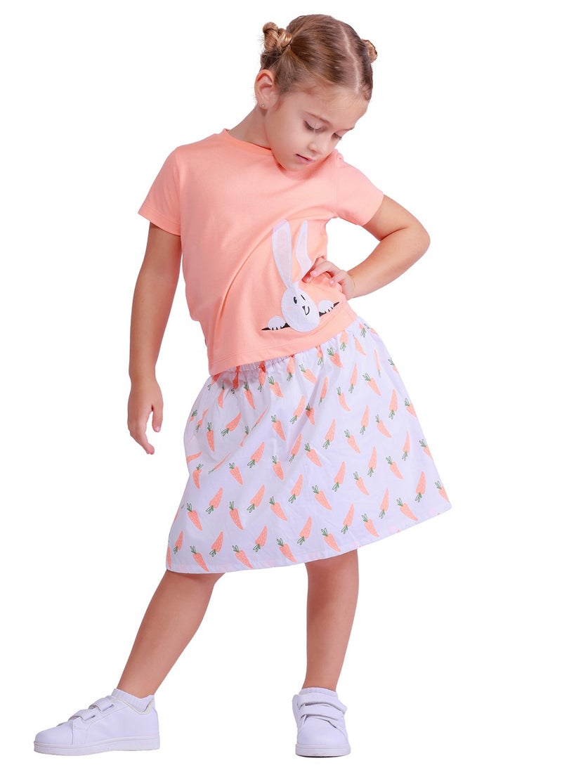nuego Nuego Fashion Kids Girl Skirt & Top Woven Printed Set 100% Pure Cotton, Comfortable and Eco Friendly Age 2 - 7 Years  - Image 4
