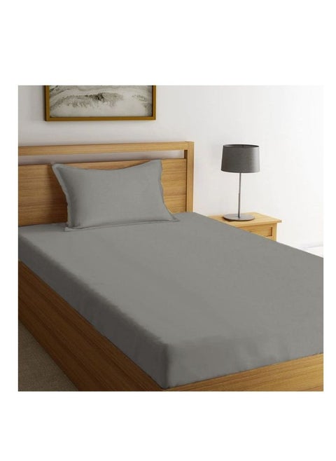 Orchard Exclusive (Grey) Single Size Fitted Sheet (90 x 210 + 30 Cm -Set of 1 Pc) Cotton percale Weave, Soft and Luxurious, High Quality Bed linen -180 TC
