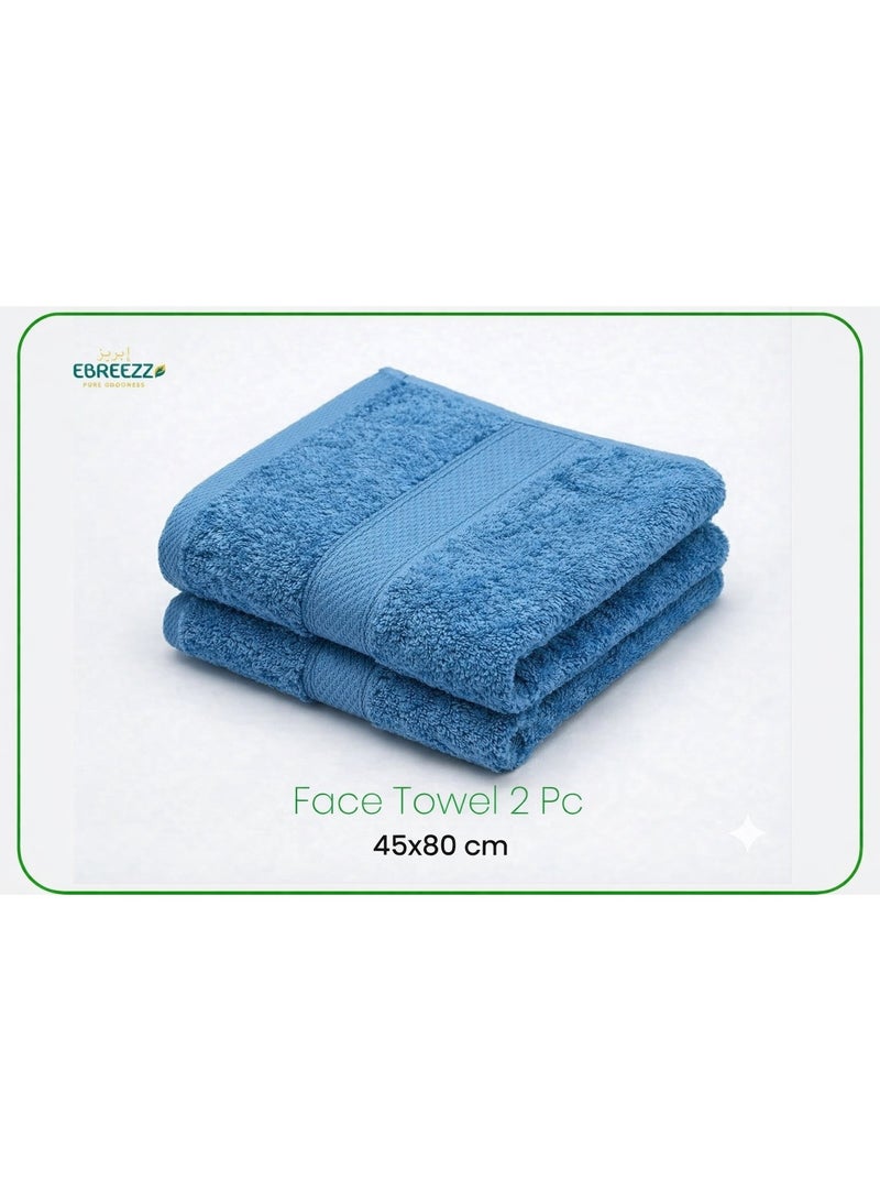 EBREEZZ Premium Face Towel Set – 2 Pieces – Soft & Absorbent Cotton (45 × 80 cm) - Image 1