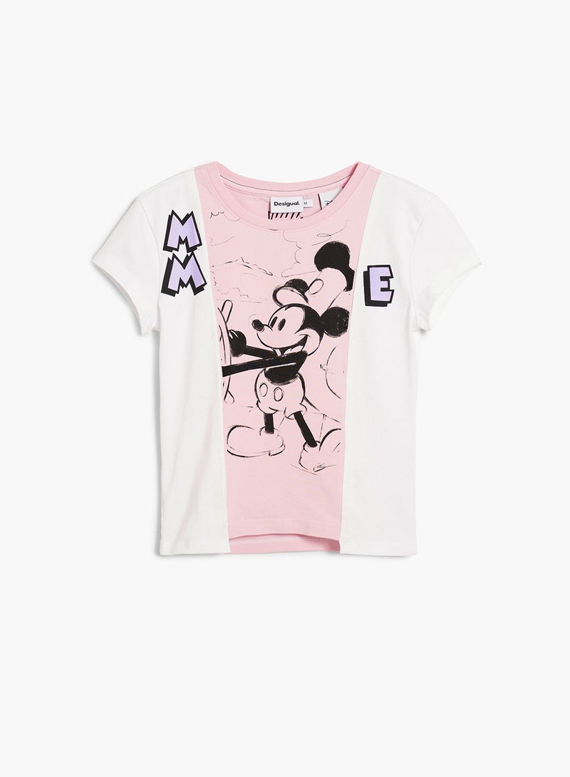 DESIGUAL Regular-Fit T-Shirt With Asymmetrical Hem Two-Tone Design And Mickey Mouse™ Image On The Front. - Image 5