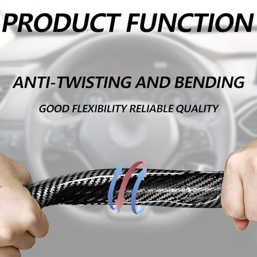 Lunwag 2pcs Universal Fit Carbon Fiber Steering Wheel Cover, Anti-Skid Steering Wheel Cover/Segmented Steering Wheel Protector/Car Interior Accessories (Bright Black) - Image 3