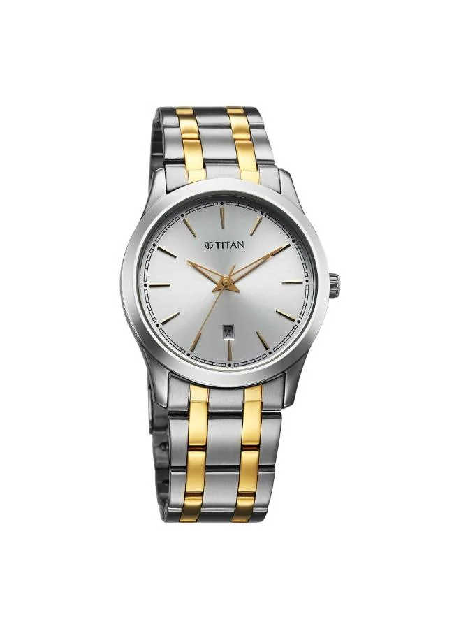 تيتان Men Analog Display Watch With Grey Gold Stainless Steel Strap - 1823BM03