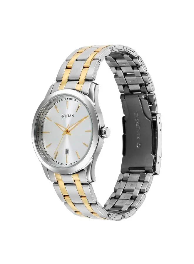 TITAN Men Analog Display Watch With Grey Gold Stainless Steel Strap - 1823BM03