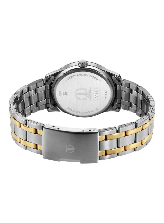TITAN Men Analog Display Watch With Grey Gold Stainless Steel Strap - 1823BM03