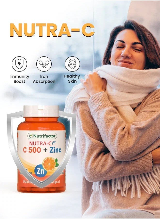 Nutrifactor Nutra C Plus C 500 + Zinc  - 60 Tablets  - Image 4