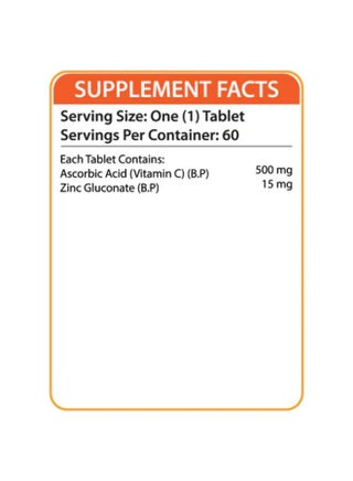 Nutra C Plus C 500 + Zinc  - 60 Tablets - view 2