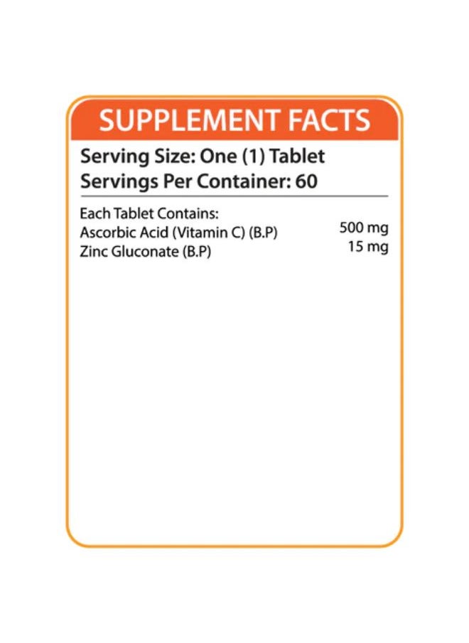 Nutrifactor Nutra C Plus C 500 + Zinc  - 60 Tablets  - Image 2