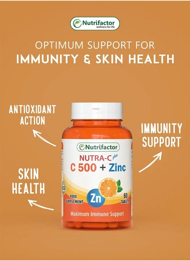 Nutrifactor Nutra C Plus C 500 + Zinc  - 60 Tablets  - Image 3