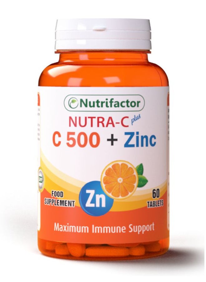 Nutrifactor Nutra C Plus C 500 + Zinc  - 60 Tablets  - Image 1