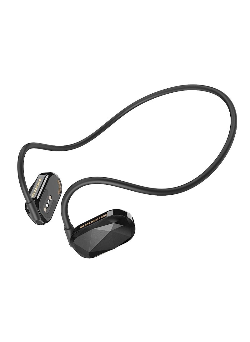 Monster - Aria Free Air Conduction Sports Bluetooth Headphone, IPX5 Waterproof Wireless Earphones for Workouts and Running with Built-in Mic, Black - Image 1