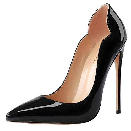 COLETER High Heels for Women, 4.72 inch/12cm Pointed Toe Dress Shoes Stiletto Heels Evening Party Pumps Black 10 US - Image 1