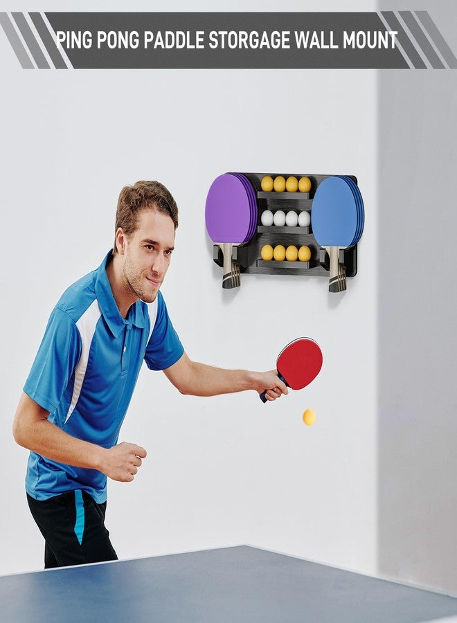 smocchy Ping Pong Paddle Holder Wall Mount Hold 8 Paddles and 12 Ball Storage, 100% Solid Wood Ping Pong Paddle Storage Rack, Table Tennis Accessories Organizer in Game Room,Man,Cave,Office,Home, Black - Image 5