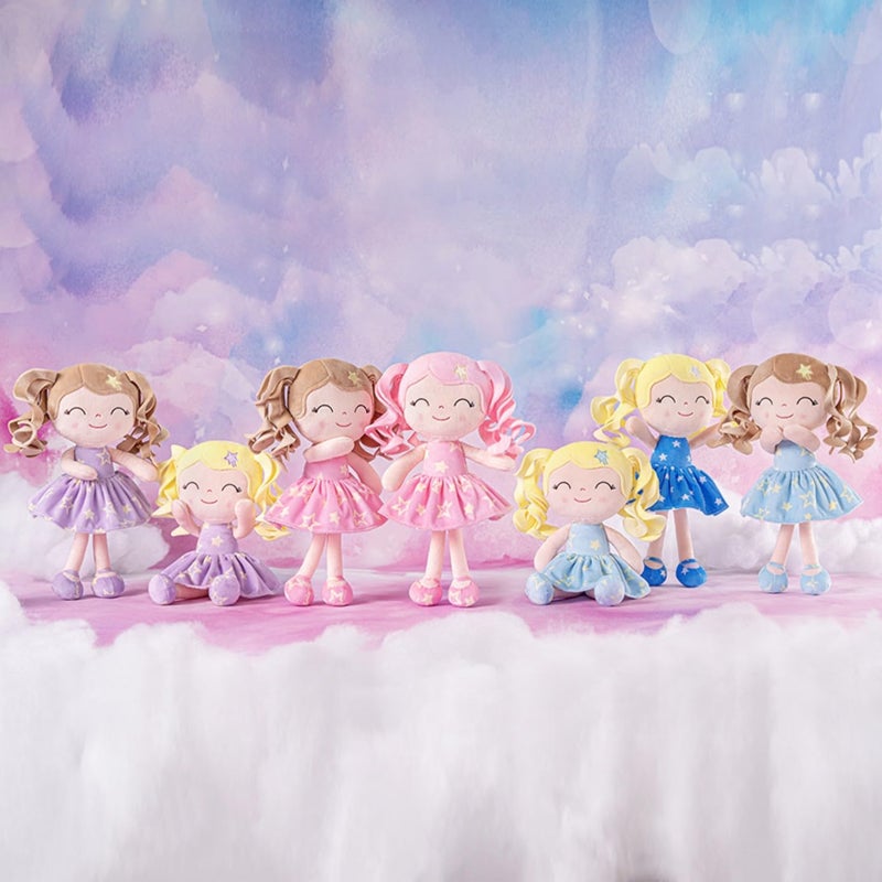 جلوفيليا Gloveleya Baby Dolls Soft Snuggly First Baby Girl Gifts Soft Doll for Girls with Star Pink Dress 12inches Galaxy Series - Image 2