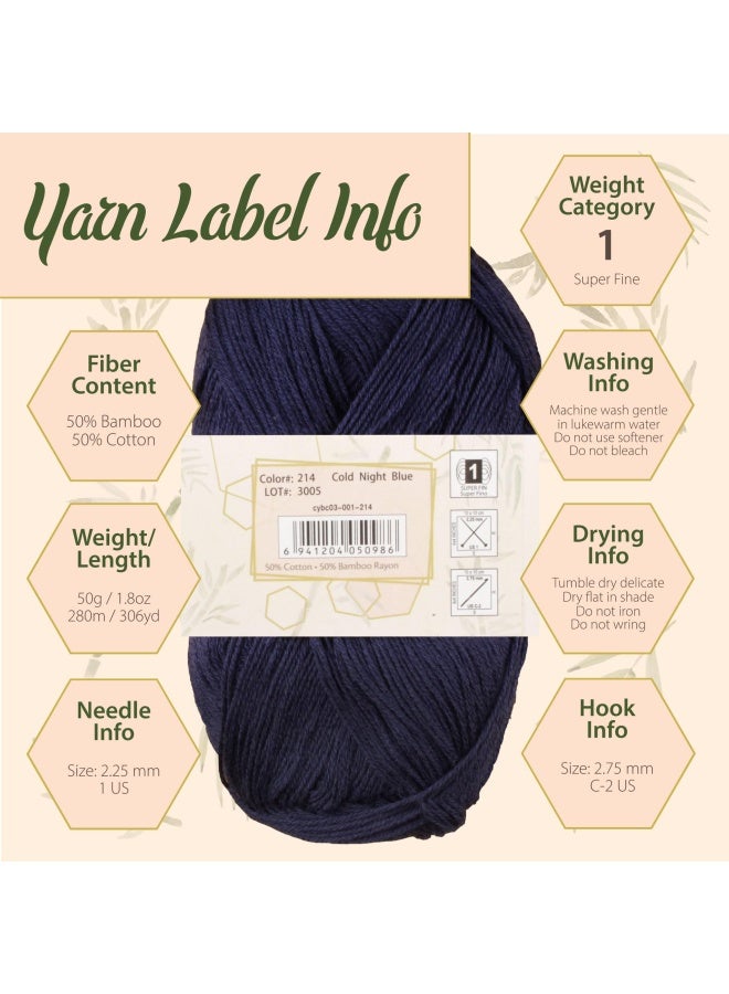 BambooMN JubileeYarn Baby Soft Bamboo Cotton Yarn - 50g Skein - Variety Pack - 12 Skeins - Image 4