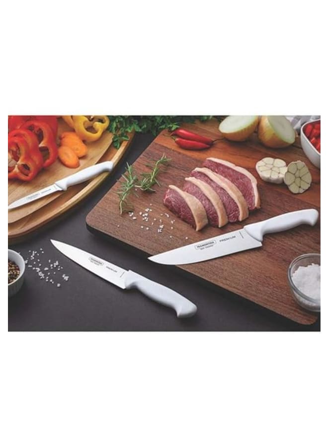 TRAMONTINA TRAMONTINA Premium Knife Set, 3-Piece with White Handles – High-Quality Stainless Steel Blades for Precision Cutting, Perfect for Everyday Kitchen Use - Designed for High Performance and Dur - Image 1