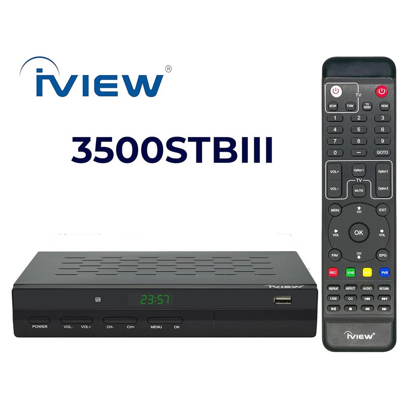 iview -3500STB III، صندوق تحويل رقمي ATSC مع تسجيل ومشغل وسائط، من تناظري إلى رقمي، مو tuner QAM، قناة 3/4، HDMI، A/V، USB، جهاز تحكم عن بعد تعليمي - Image 2