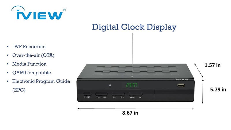 iview -3500STB III، صندوق تحويل رقمي ATSC مع تسجيل ومشغل وسائط، من تناظري إلى رقمي، مو tuner QAM، قناة 3/4، HDMI، A/V، USB، جهاز تحكم عن بعد تعليمي - Image 3