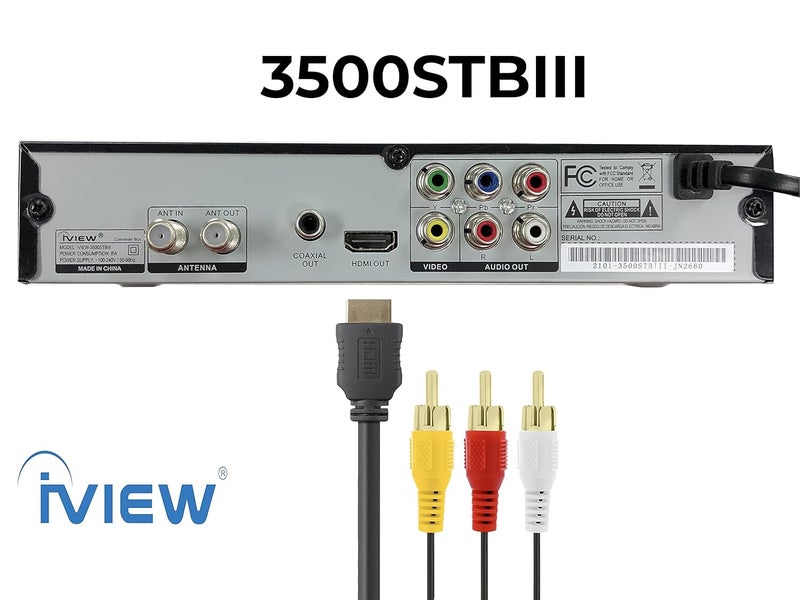 iview -3500STB III، صندوق تحويل رقمي ATSC مع تسجيل ومشغل وسائط، من تناظري إلى رقمي، مو tuner QAM، قناة 3/4، HDMI، A/V، USB، جهاز تحكم عن بعد تعليمي - Image 4