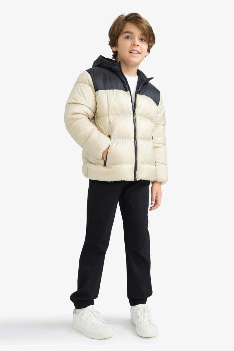 ديفاكتو Boy Hooded Zippered Waterproof Puffer Jacket
