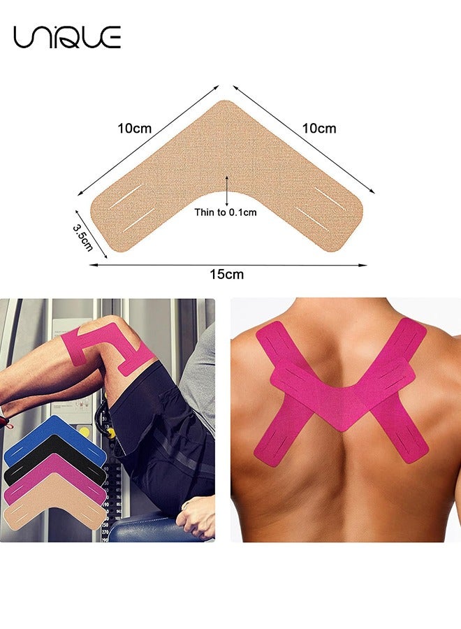 Unique 10 PCS Kinesiology Tape, Muscle Support Adhesive Elastic Athletic Sports Tape Therapy Recovery V Type for Knees, Shoulder, Joint Pain Relief（Complexion）  - Image 2