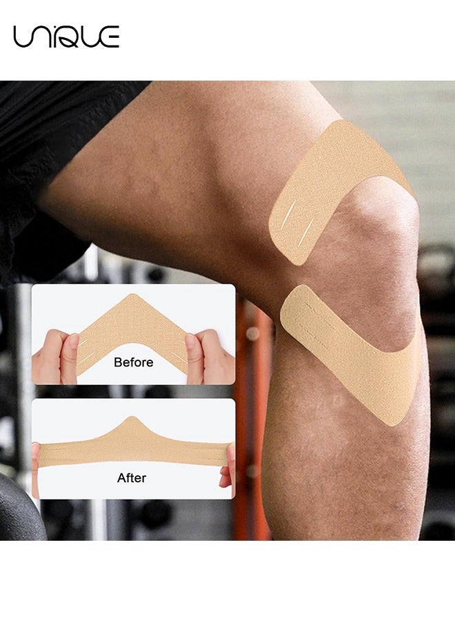 Unique 10 PCS Kinesiology Tape, Muscle Support Adhesive Elastic Athletic Sports Tape Therapy Recovery V Type for Knees, Shoulder, Joint Pain Relief（Complexion）  - Image 4