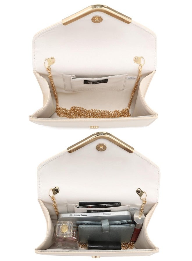 Dasein Women Evening Bags Formal Clutch Purses for Wedding Party Prom Handbags with Shoulder Strap and Glitter Flap, Pu Nude - Image 5