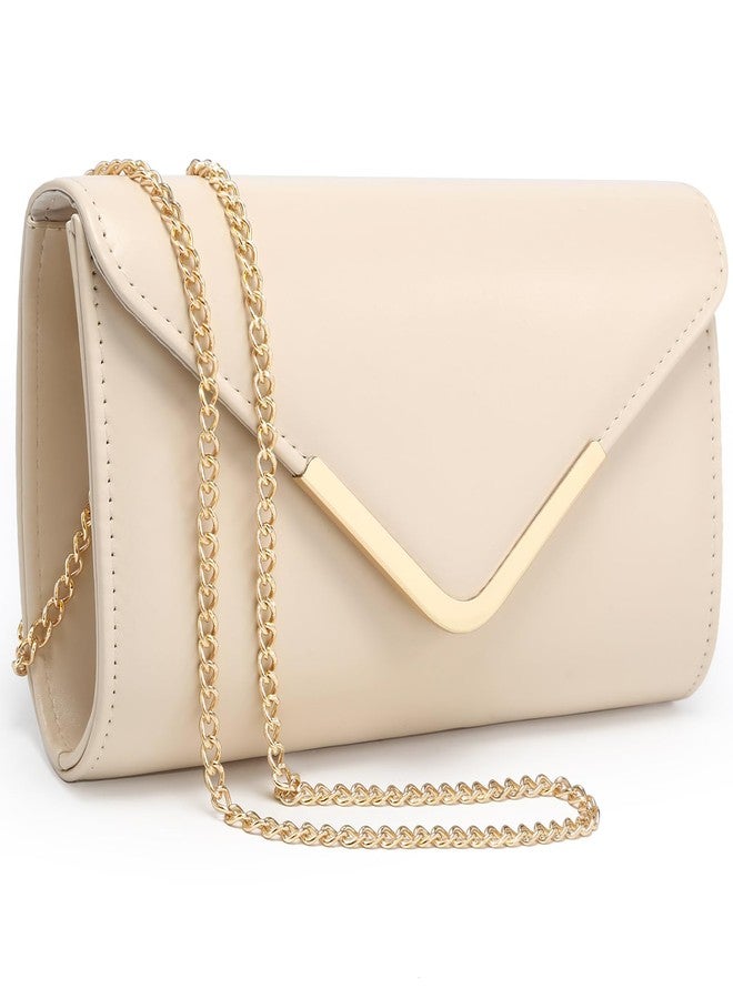 Dasein Women Evening Bags Formal Clutch Purses for Wedding Party Prom Handbags with Shoulder Strap and Glitter Flap, Pu Nude - Image 1