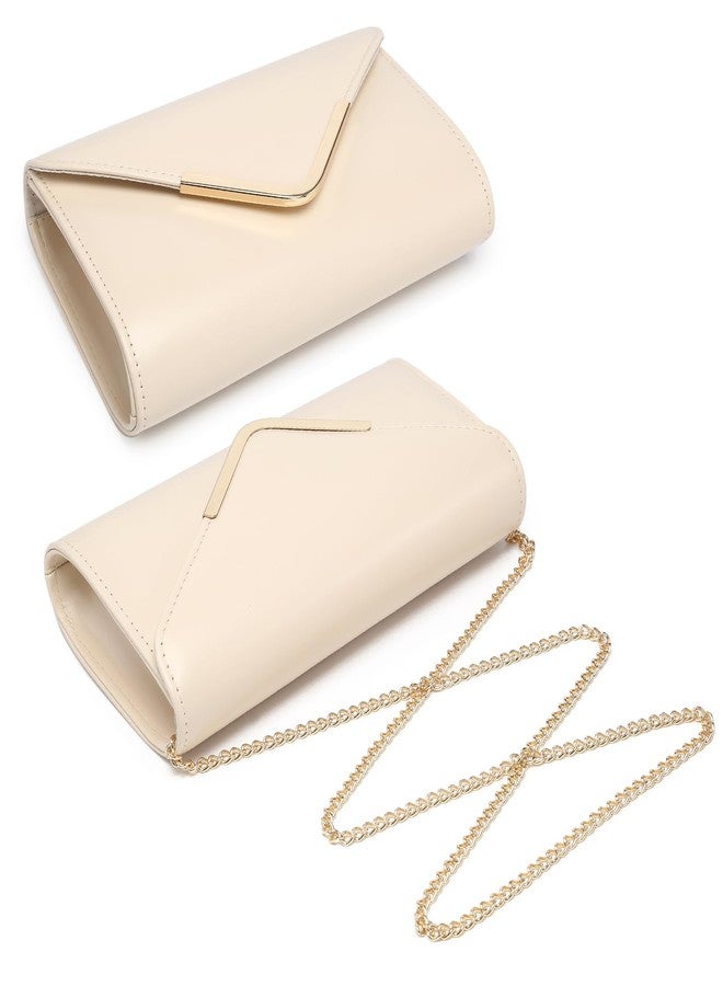 Dasein Women Evening Bags Formal Clutch Purses for Wedding Party Prom Handbags with Shoulder Strap and Glitter Flap, Pu Nude - Image 2