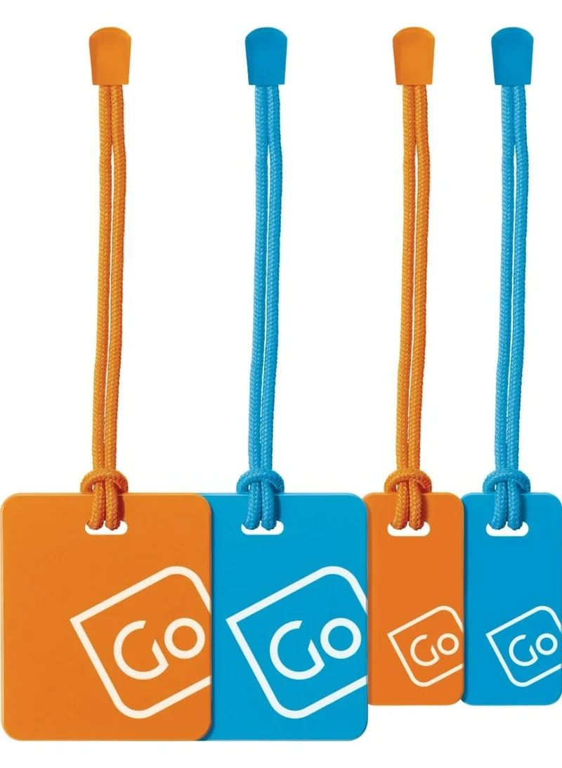جو ترافيل بطاقات تعريف الأمتعة GO – عبوة عائلية GO155.103 باللونين الأزرق والبرتقالي (عبوة من 4 بطاقات تعريف لحقائب السفر)