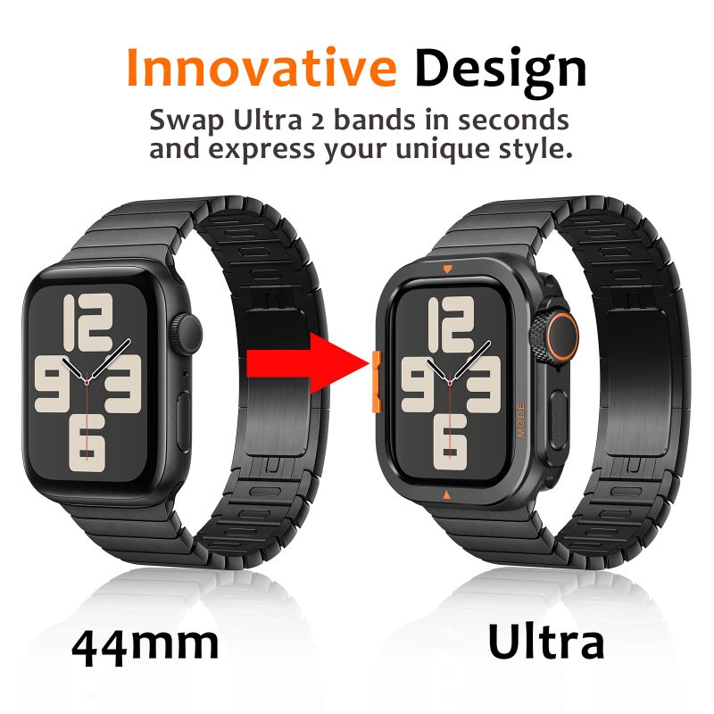 Amizee Metal Case Compatible with Apple Watch SE 3/2/1 Series 6/5/4 44mm Case with Back Cover, Rugged Protective Bumper Cover for iWatch 44mm, Black - Image 2