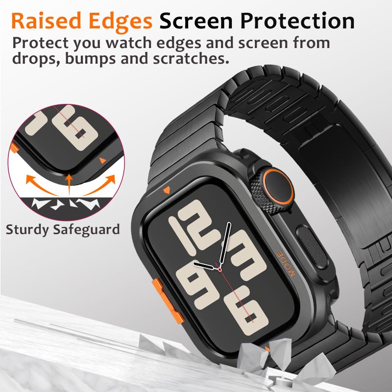 Amizee Metal Case Compatible with Apple Watch SE 3/2/1 Series 6/5/4 44mm Case with Back Cover, Rugged Protective Bumper Cover for iWatch 44mm, Black - Image 4