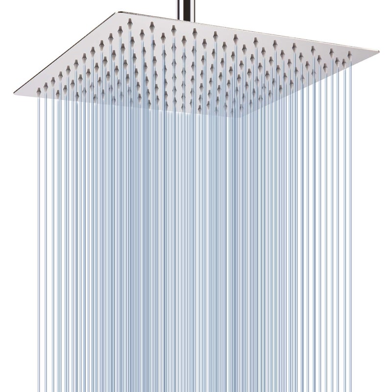 Voolan Rain Shower Head - 12'' Large Rainfall Shower Head Made of 304 Stainless Steel - Perfect Replacement for Your Bathroom Square Shower Heads (Chrome) - Image 1