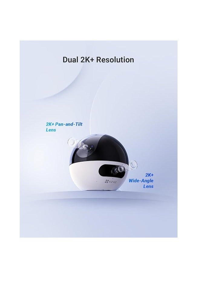 EZVIZ C7 Dual-Lens 2K+ Pan & Tilt Wi-Fi Camera, 2560x1440 Resolution, AI-Powered Human & Pet Detection, 2.8mm Fixed & 6mm PT Lenses (108° & 60° View Angles), 10m IR Night Vision, H.265 Video Compression, Dual-Band Wi-Fi, Smart Motion Detection, Patrol Mode, MicroSD Support (Up to 512GB), EZVIZ Cloud Storage, Type-C Power, IP65 Weatherproof, Google Assistant & Alexa Integration, Bluetooth Pairing, Easy Setup with EZVIZ App - Image 2