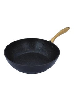 RUOQI Rocky deep frying pan, black granite, with a golden handle, 28 cm  - Image 1