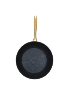 RUOQI Rocky deep frying pan, black granite, with a golden handle, 28 cm  - Image 3