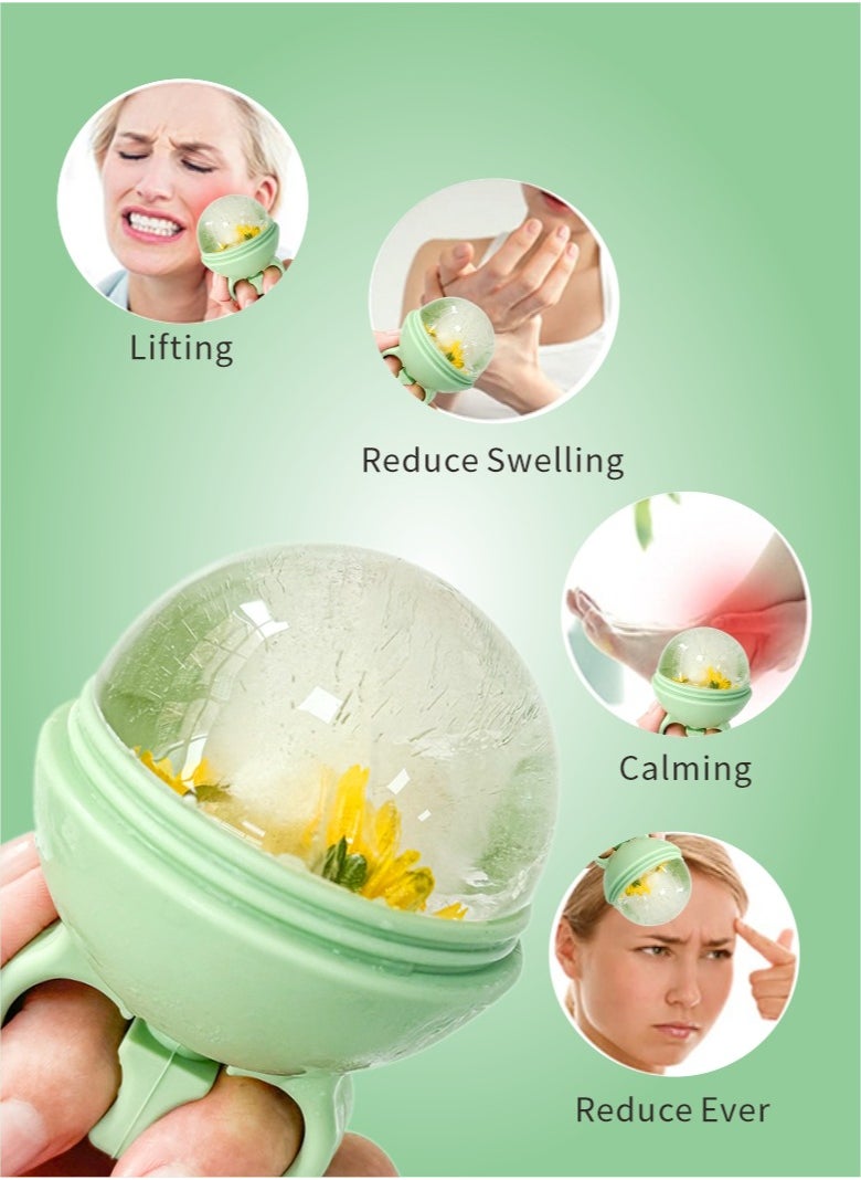 HieerBus - Ice Roller for Face and Eye,Facial Beauty Ice Roller Skin Care Tools, Ice Facial sphere,  Face Massage, Silicone Ice Mold for Face Beauty (Green) - Image 1