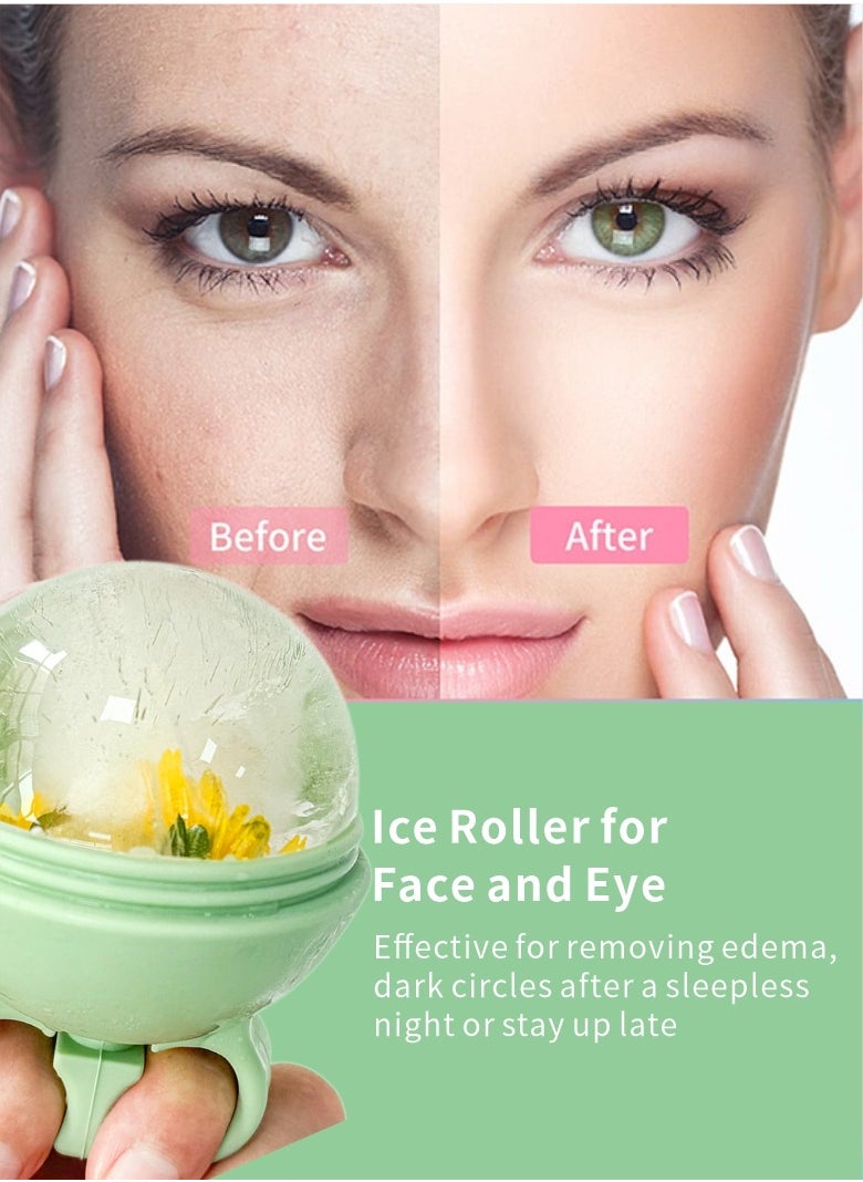 HieerBus - Ice Roller for Face and Eye,Facial Beauty Ice Roller Skin Care Tools, Ice Facial sphere,  Face Massage, Silicone Ice Mold for Face Beauty (Green) - Image 1
